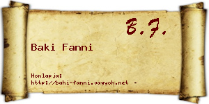 Baki Fanni névjegykártya